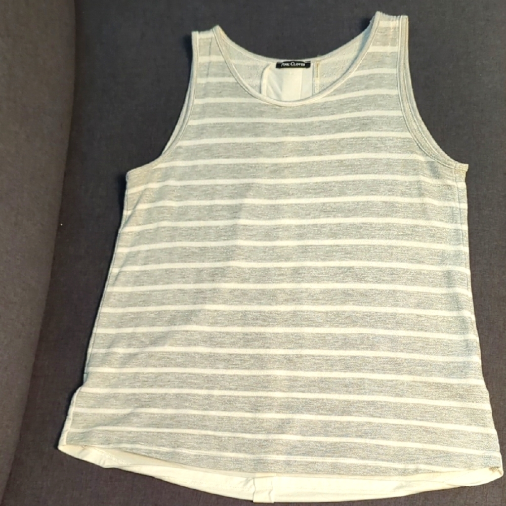 Pink Clover Grey And White Tank